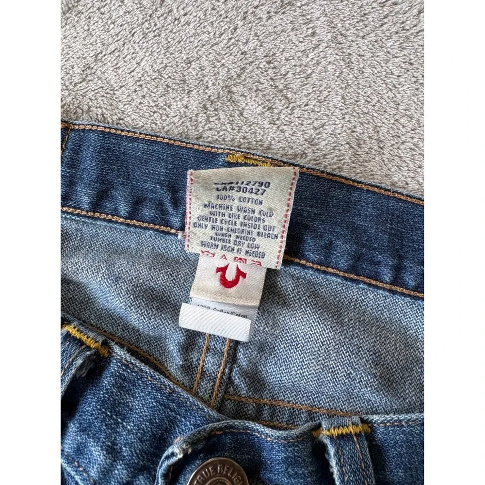 True Religion Mens Rocco Slim Jeans 28 x 32.5 Blue Distressed USA Y2K Skinny
